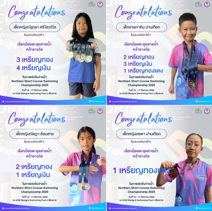 ได้รับรางวัลในการแข่งขันว่ายน้ำ  Northern Short Course Swimming Championship 2025